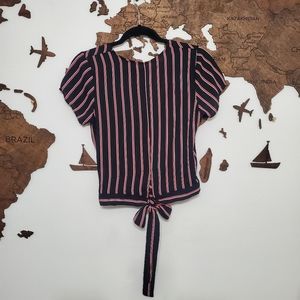 no comment Red and Black Striped Top